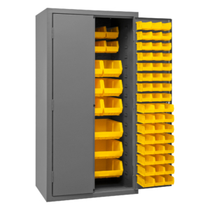 1800 lbs Capacity 24 Length x 36 Width x 72 Height,2 Shelves Durham 14 Gauge Welded Steel Small Parts Storage/Security Cabinet with 60 Jumbo Drawers and 96 Hook-On Bins 3501-DLP-60DR11-96-2S-95 